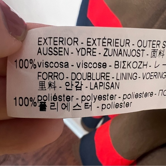 Zara Basic Mod Striped Midi Dress V-Neck Red Navy Fit Flare Long Size Medium - Picture 8 of 8